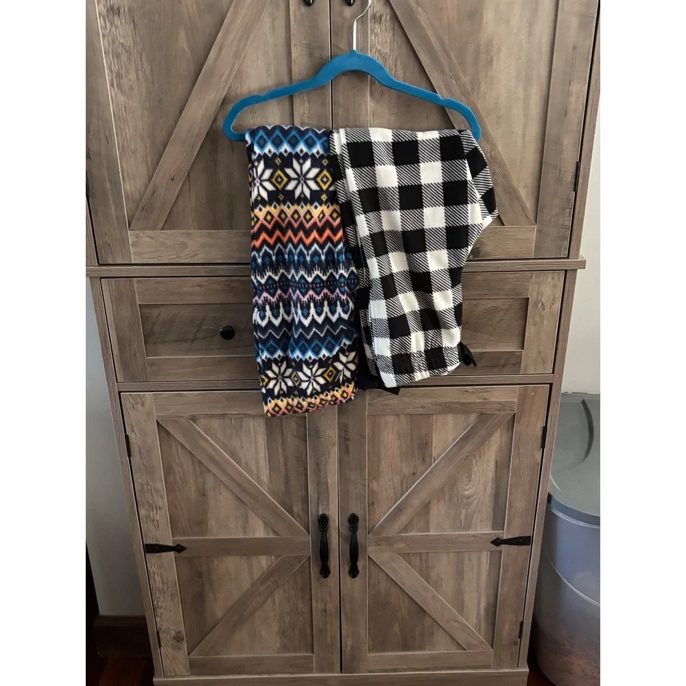 OldNavy Girls Fleece Pajama Pants 2 Pack Fair Isle Buffalo Plaid Size M 8 Jogger